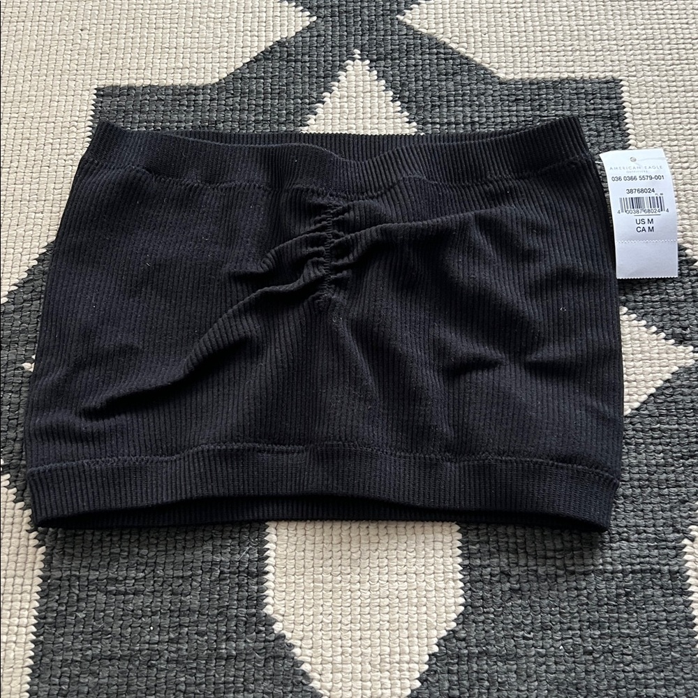 American Eagle Black Strapless Cropped Tube Top